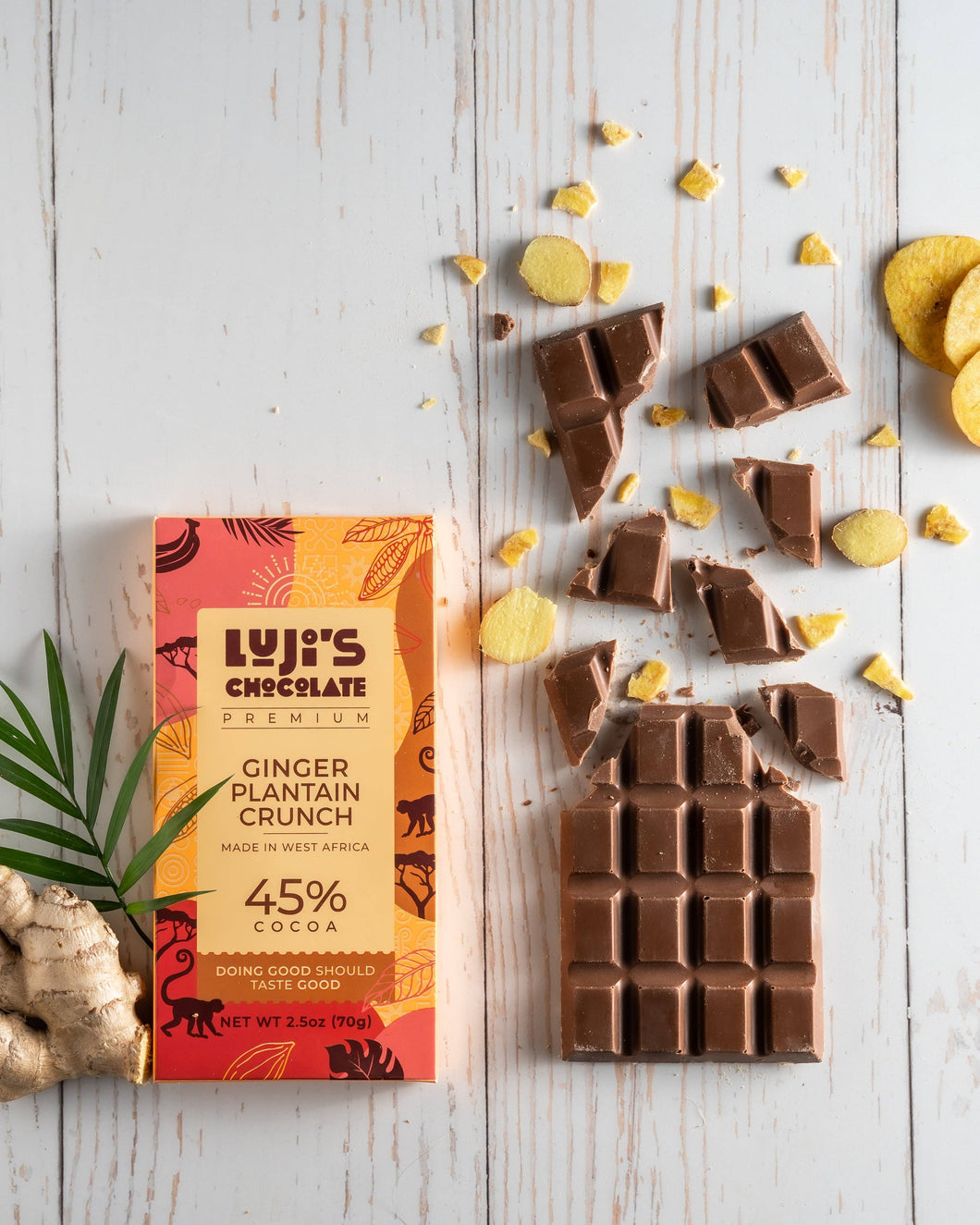 Ginger Plantain Crunch Chocolate Bar