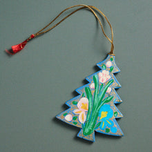 Load image into Gallery viewer, Floral Painted Willow Wood Tree Ornament
