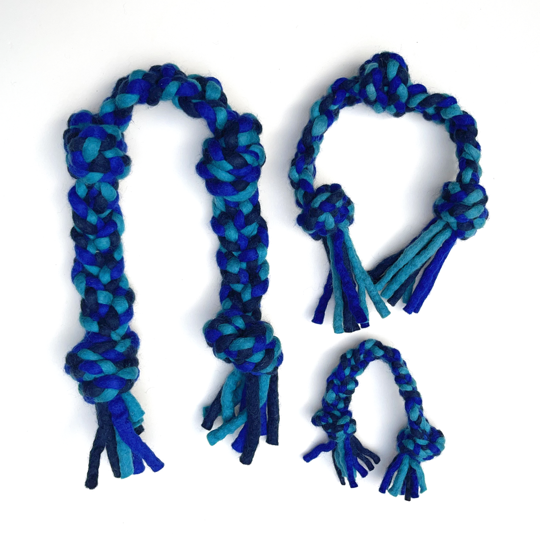 Knotted Rope Pull Dog Toy, Blue/Turquoise: 26