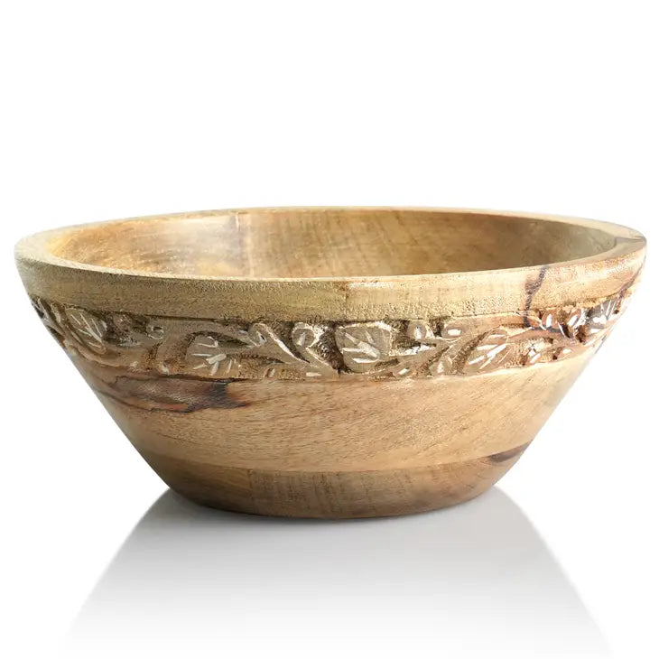 Jasmine Whitewash Wood Decorative Bowl