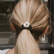 Load image into Gallery viewer, Mother of Pearl Flower Hair Tie Ponytail Holder
