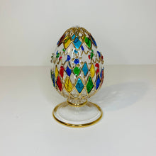 Load image into Gallery viewer, Medium Harlequin Glass Tabletop Egg
