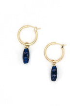 Load image into Gallery viewer, Blue Pendant Hoop Earrings
