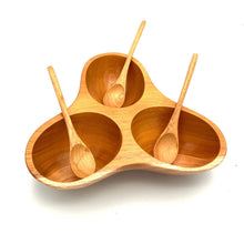 Load image into Gallery viewer, Tropical Hardwood Triangle Salsa Dish
