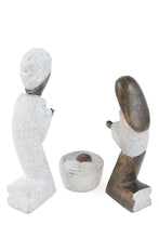 Load image into Gallery viewer, Serpentine Stone Kneeling Holy Family Nativity Scene
