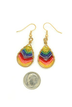 Load image into Gallery viewer, Beaded Rainbow Wire Teardrop Earrings
