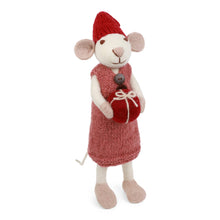 Load image into Gallery viewer, Big White Mouse Dusty Red Dress &amp; Present
