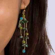 Load image into Gallery viewer, Sarah Tumbeled Earth  Multistrand Silk &amp; Stone Earrings
