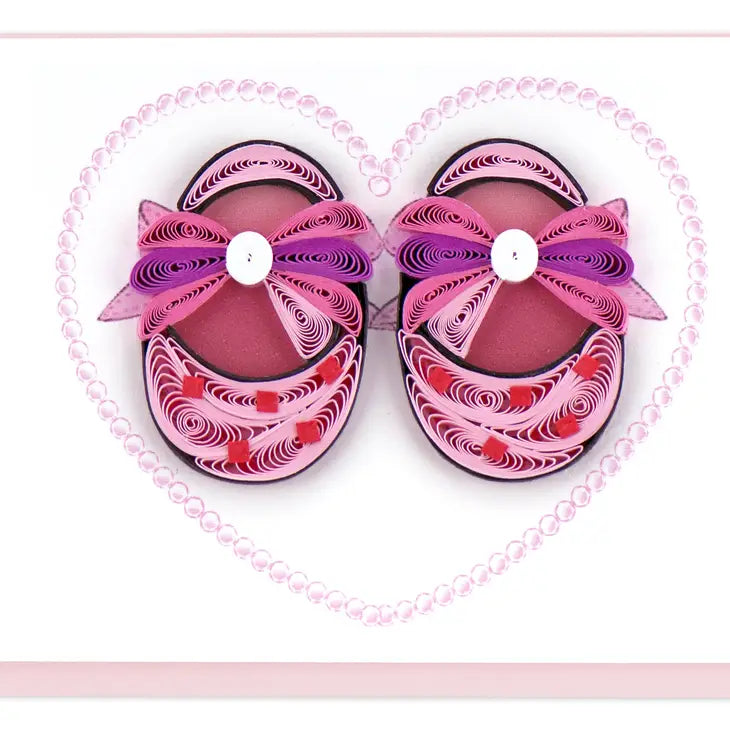 Pink Baby Booties Quilling Card (Small)