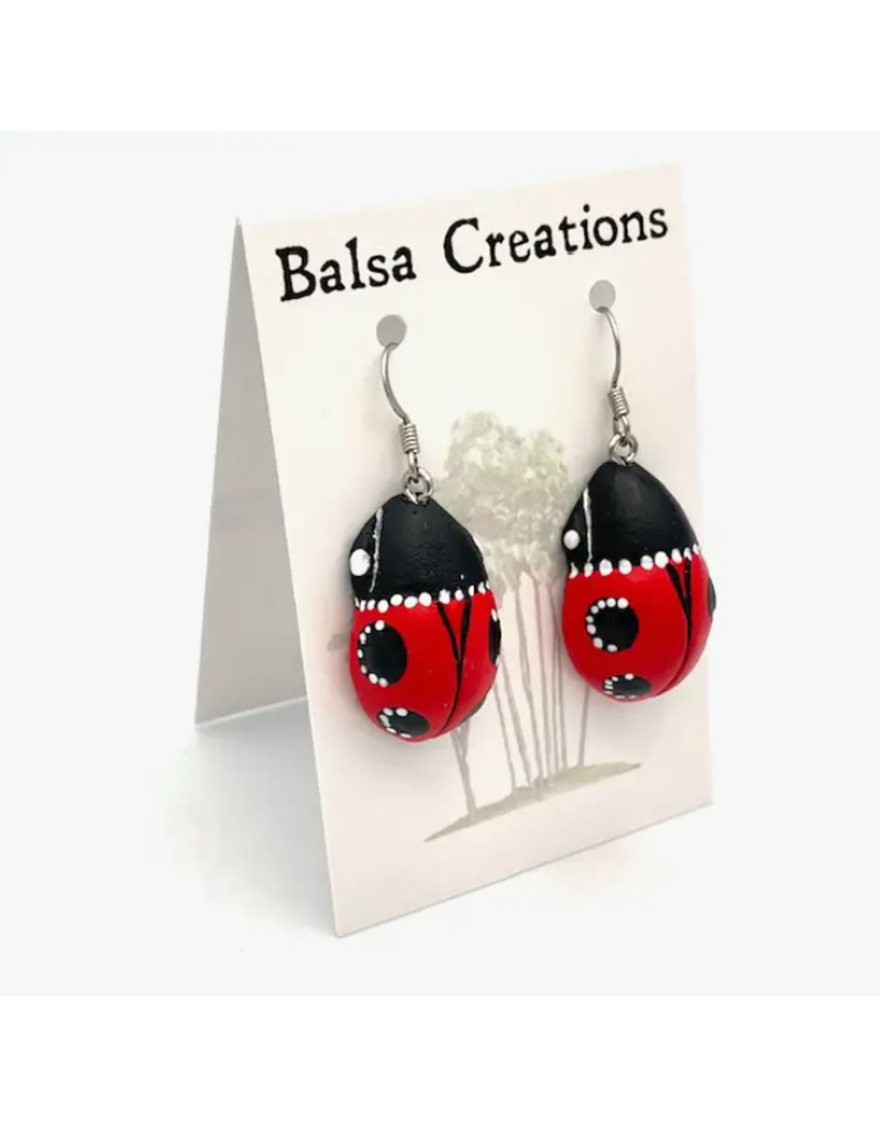 Ladybug Balsa Wood Earrings