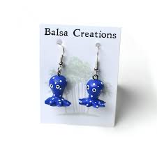 Octopus Balsa Wood Earrings