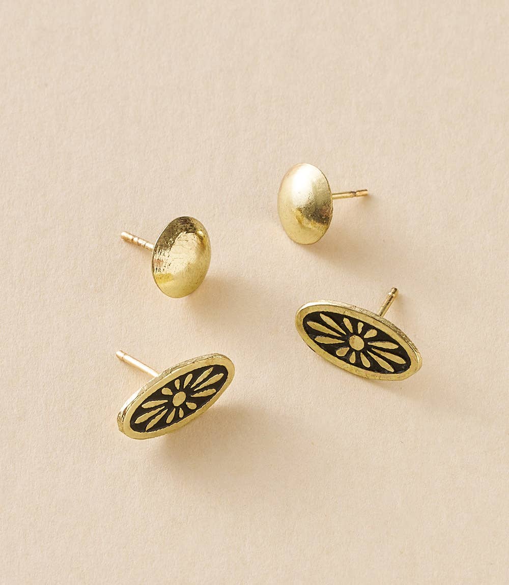 Nisha Ball and Oval Stud Earrings