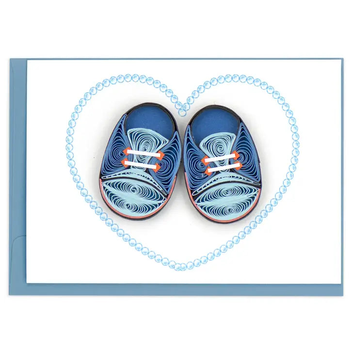 Blue Baby Booties Quilling Card (Small)