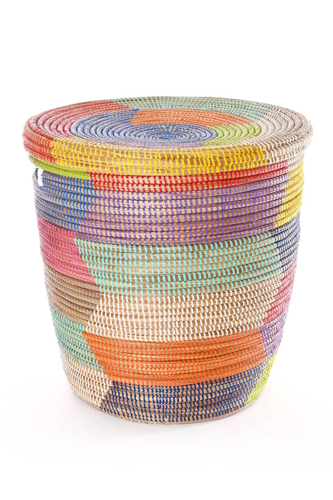 Rainbow Herringbone Lidded Storage Basket