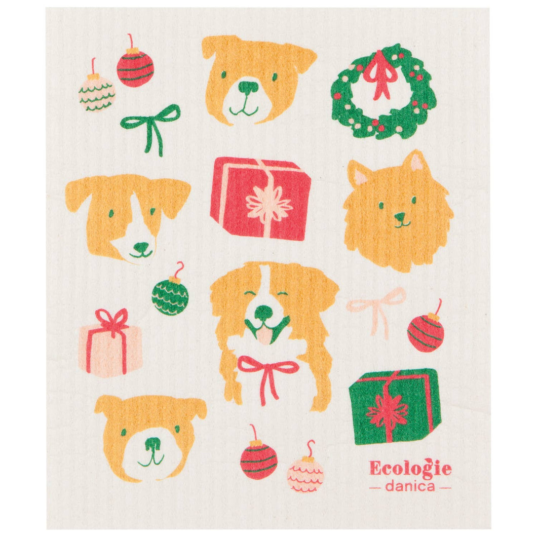 Holiday Hounds Christmas Swedish Dishcloth