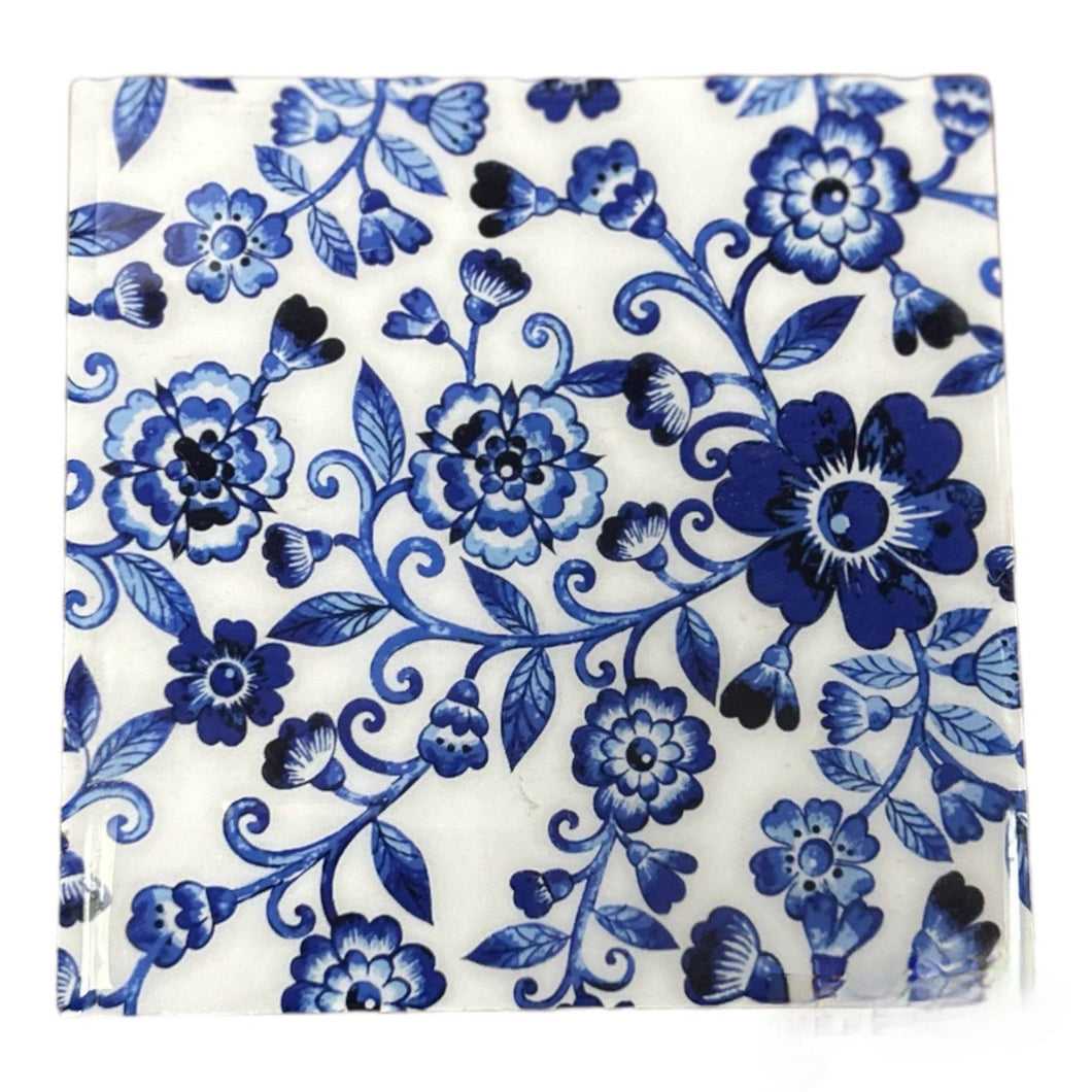 Blue & White Floral Coaster Set