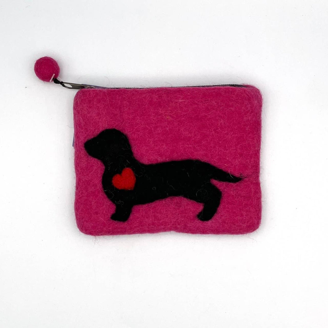 Dachshund with Heart Felt Coin Purse