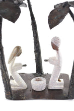 Load image into Gallery viewer, Zimbabwean Springstone &amp; Metal Palm Tree Nativity Scene
