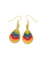 Load image into Gallery viewer, Beaded Rainbow Wire Teardrop Earrings
