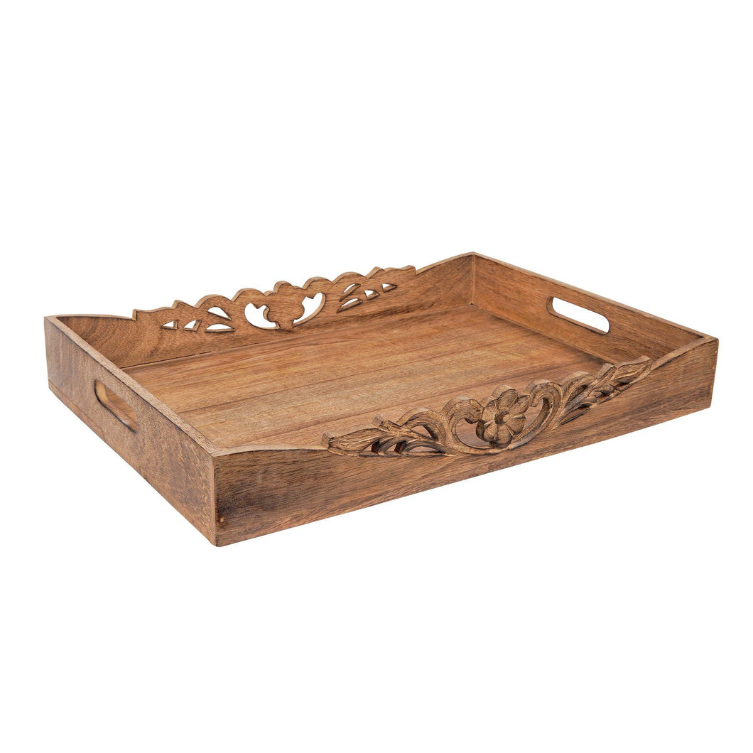 Orchid Burnt Wood Table Tray