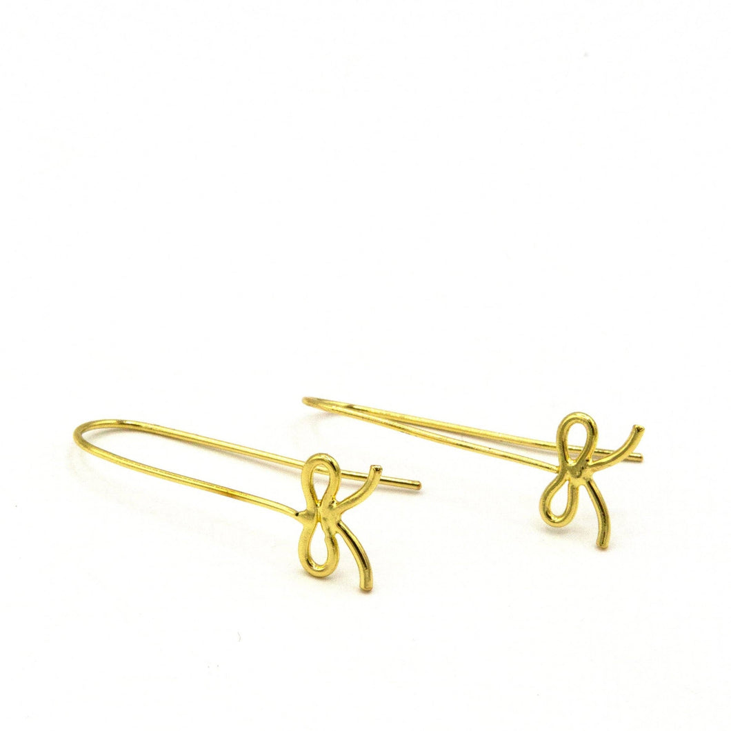 Gold Bow Drop Earrings