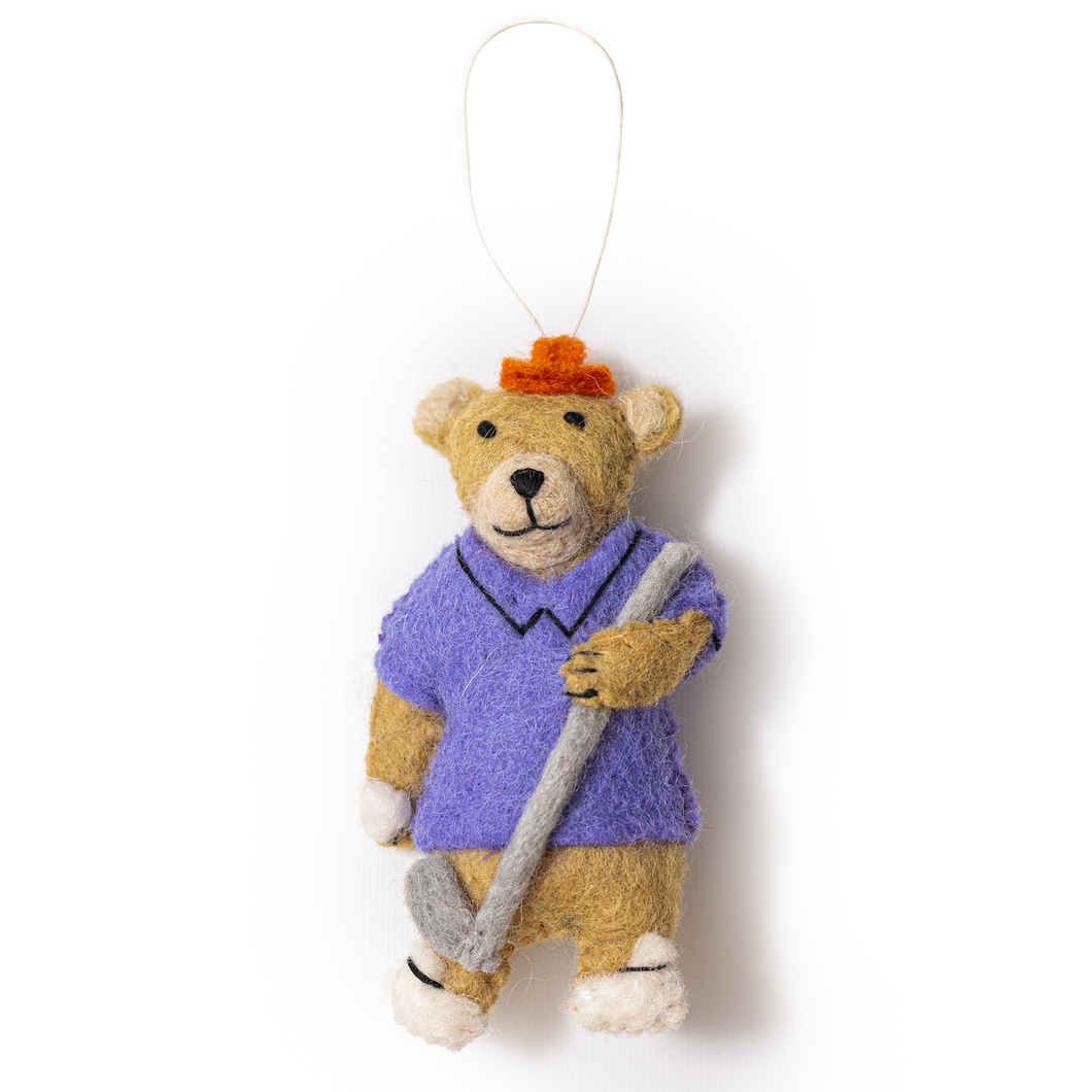 Felt Golf Bear Ornament