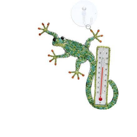 Beaded Gecko Window Thermometer