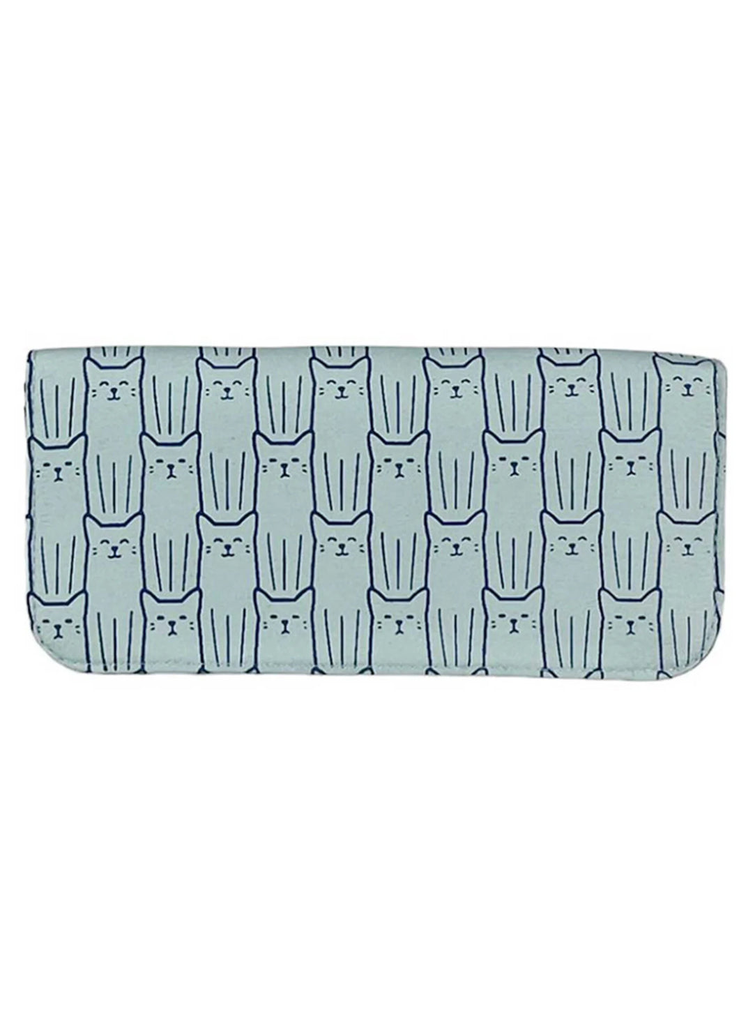 Blue Cat Print Long Wallet