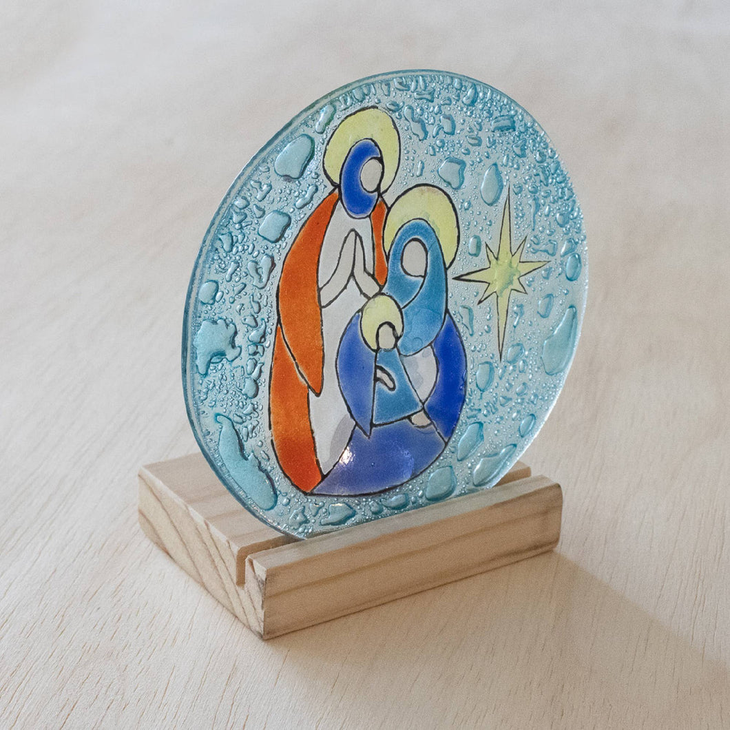 Glass Nativity Round