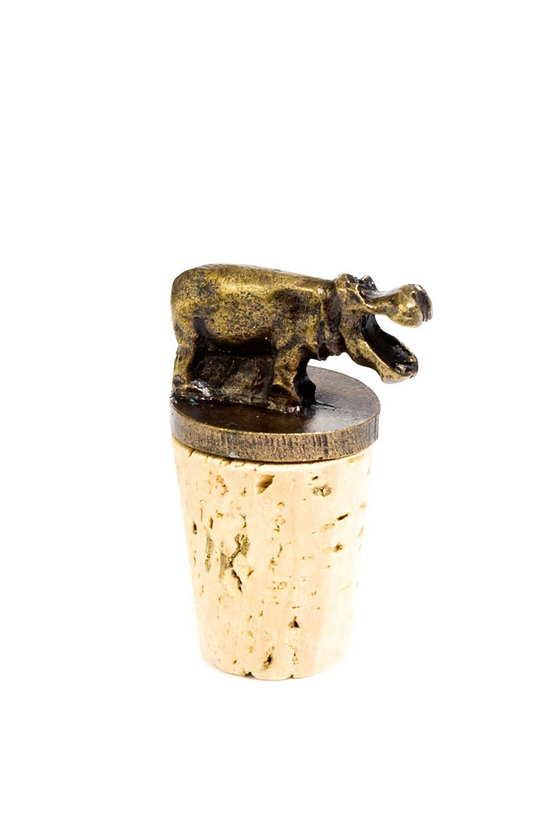 South African Brass Hippo Wine Bottle Stopper