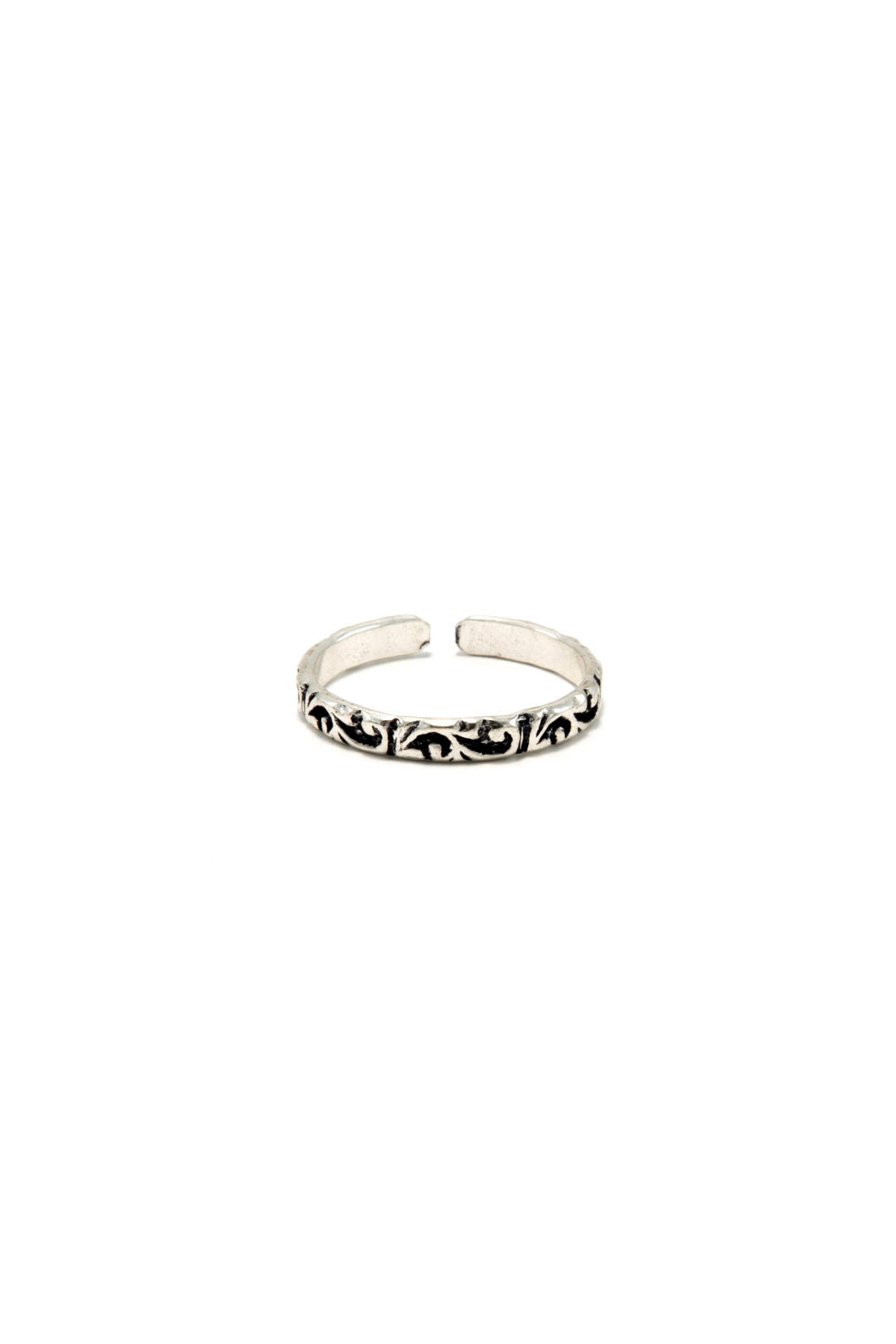 Paisley Adjustable Silver Ring