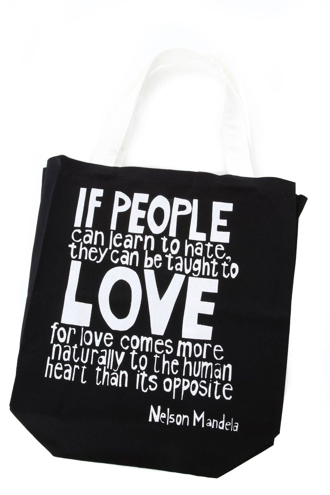 Love Comes More Naturally Mandela Quote Tote Bag