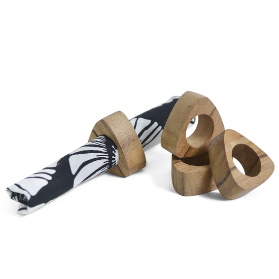 Natural Suar Wood Napkin Rings, Set of 4