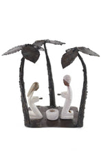 Load image into Gallery viewer, Zimbabwean Springstone &amp; Metal Palm Tree Nativity Scene
