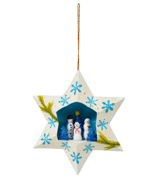 Snowman Trio Star Ornament