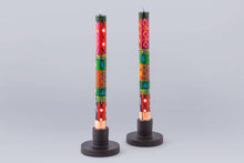Load image into Gallery viewer, Multi Color Ethnic Taper Candle Pair 9&quot; (8 hour burn time)
