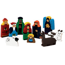 Load image into Gallery viewer, Bright Wood Nativity Set
