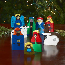 Load image into Gallery viewer, Bright Wood Nativity Set
