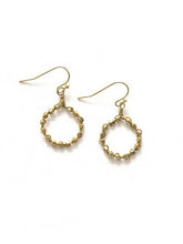 Load image into Gallery viewer, Little Beaded Loop Brass Earrings
