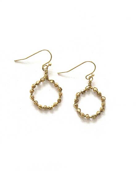 Little Beaded Loop Brass Earrings