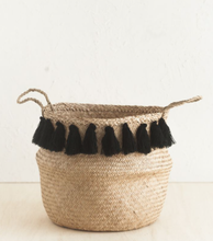 Load image into Gallery viewer, Black Tasseled Belly Basket
