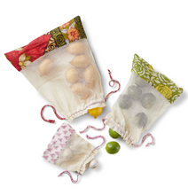 Load image into Gallery viewer, Recycled Sari Produce Bag Set
