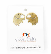 Load image into Gallery viewer, Elephant Brass Stud Earrings
