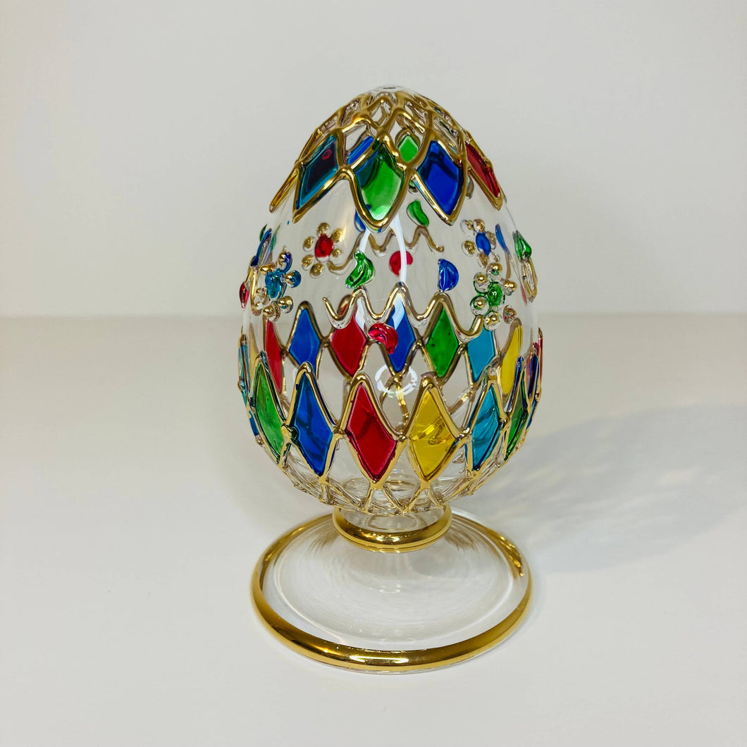 Medium Harlequin Glass Tabletop Egg