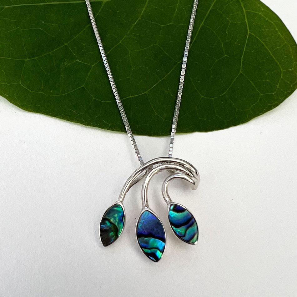 Sterling Silver Abalone Leaf Necklace