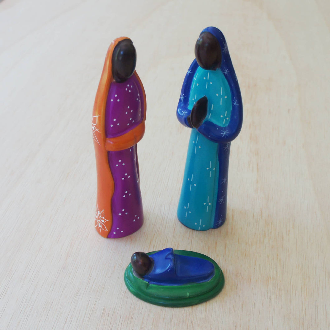 Tall Colorful Soapstone Nativity 3 piece