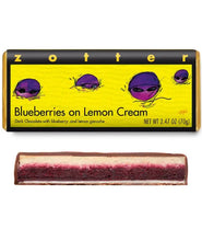 Load image into Gallery viewer, Blueberries on Lemon Cream Zotter Chocolate Bar
