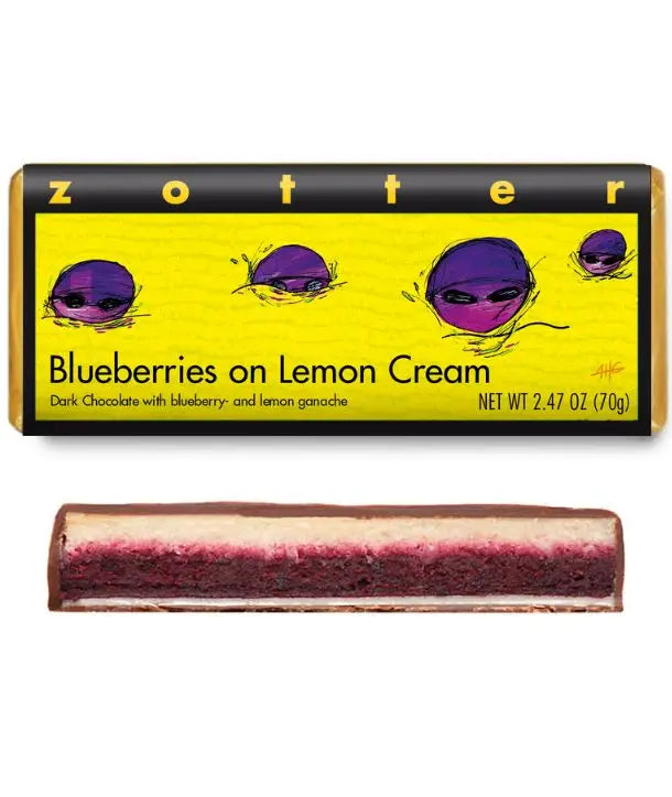 Blueberries on Lemon Cream Zotter Chocolate Bar