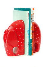 Load image into Gallery viewer, Red Polka Dot Soapstone Elephant Bookends
