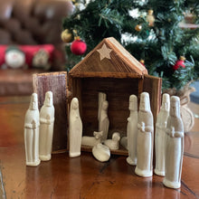 Load image into Gallery viewer, KENYA SOAPSTONE NATIVITY SET AND BANANA FIBER BARN, 13-PIECE SET
